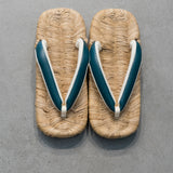 Eight-piece sandals, plain, blue-green