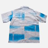 Kondaya Genbei Short Sleeve Shirt BROKEN LATTICE FOIL LIGHT BLUE